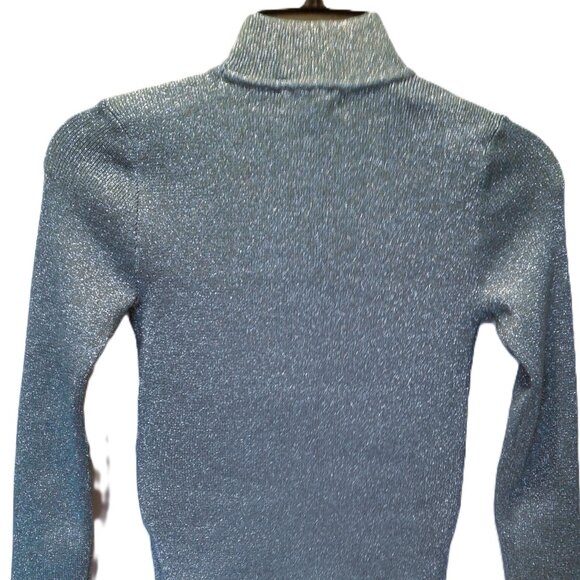 Guess- Woman sweater  top shiny light blue - Size XS - Picture 4 of 5